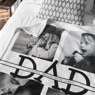 Couverture Polaire Élégant Collage Photo de Papa Personnalisé