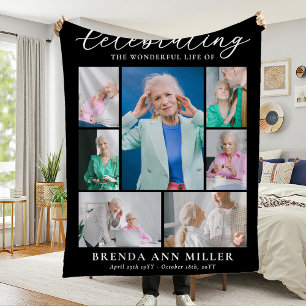 Couverture Polaire Elégant Collage Photo Memorial Funeral Hommage