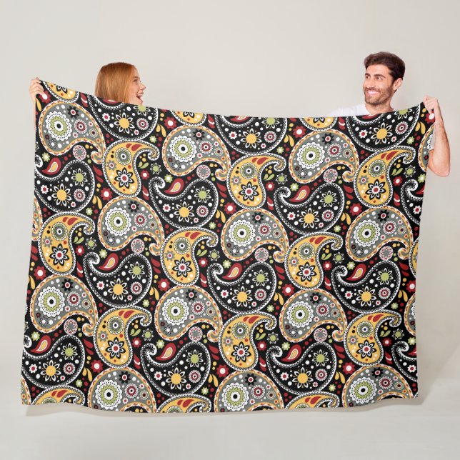Couverture Polaire Élégant couleur d'automne Paisley Motif d'impressi (En situation)
