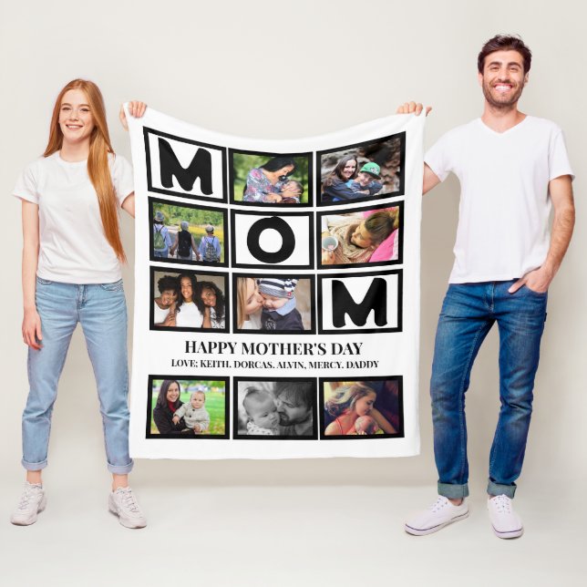 Couverture Polaire Elégant Custom Happy Mothers Day 9 Photo Collage (En situation)