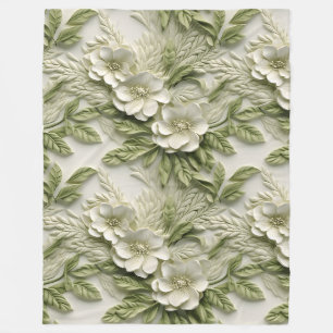 Couverture Polaire Élégant Embossé 3D Flexible Secours Olive & ivoire