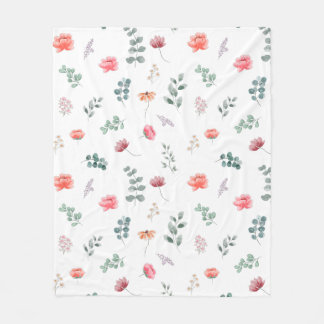 Couverture Polaire Élégant fleur sauvage aquarelle