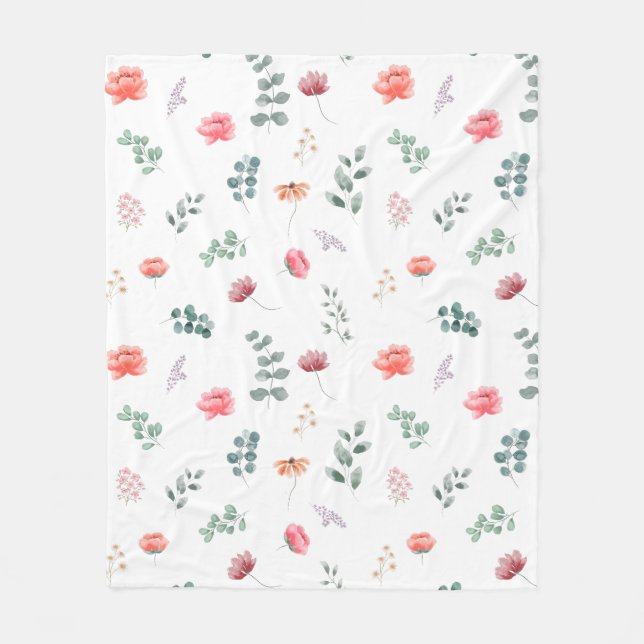 Couverture Polaire Élégant fleur sauvage aquarelle (Devant)