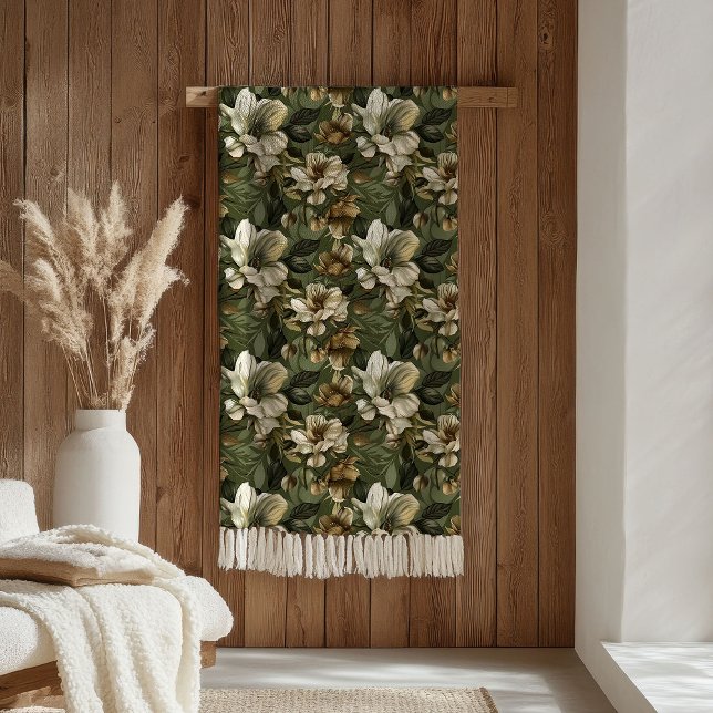 Couverture Polaire Elegant Green Gold Blanket Botanical Chic Accent (Elegant Sage Green Blanket Botanical Gold Accent)