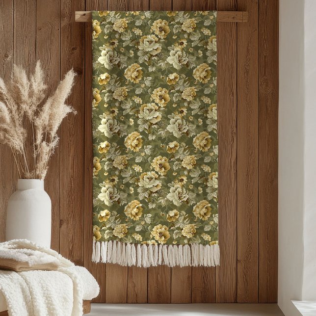 Couverture Polaire Elegant Green Gold Throw Botanical Chic Accent (Elegant Green Gold Throw Botanical Chic Accent)