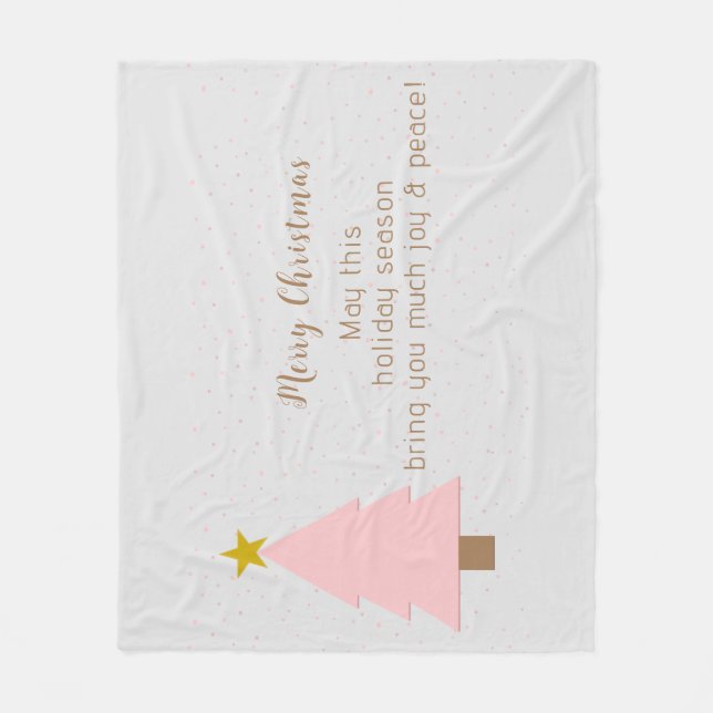 Couverture Polaire Élégant Joli Solo Pink Christmas Tree, Golden Star (Devant)