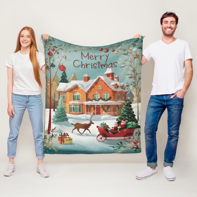 Couverture Polaire Élégant Joyeux Noël (En situation)