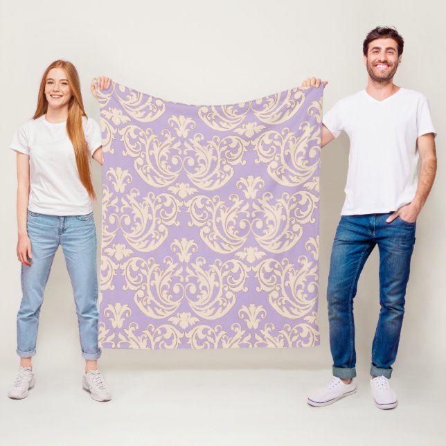 Couverture Polaire Elegant Lavender Baroque Damask Fleece Blanket (En situation)