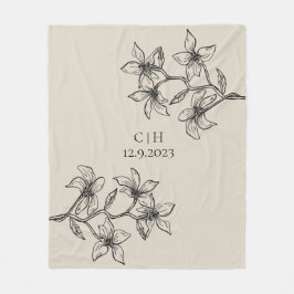 Couverture Polaire Élégant Mariage Floral Beige