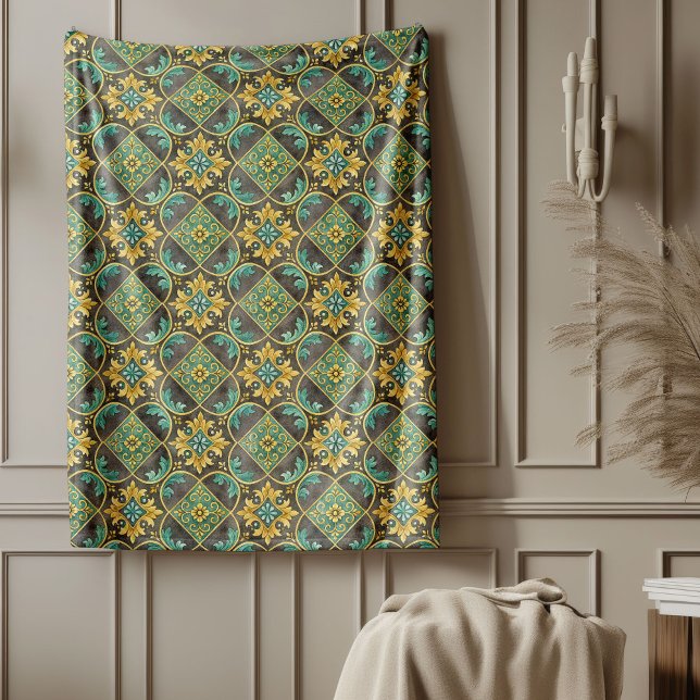 Couverture Polaire Élégant Méditerranéen Classic Carrelage Motif Impr (Elegant Mediterranean Classic Tile Motif Print Fleece Blanket)