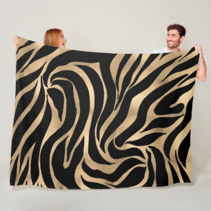 Couverture Polaire Elégant métal or Zèbre noir Poster de animal