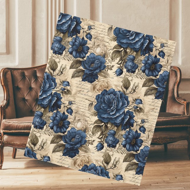 Couverture Polaire Élégant modèle Floral Rose Bleu (Créateur téléchargé)