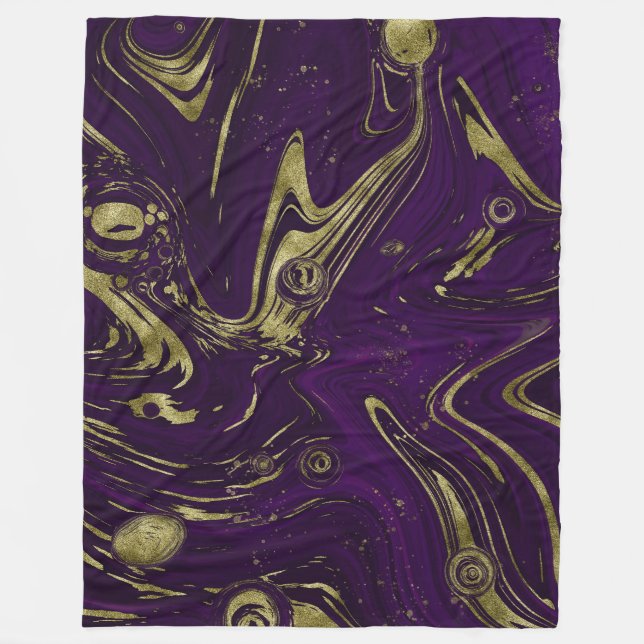 Couverture Polaire Elégant moderne violet & or marbre spirale (Devant)