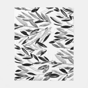 Couverture Polaire Élégant monochrome : Motif Feuille naturel