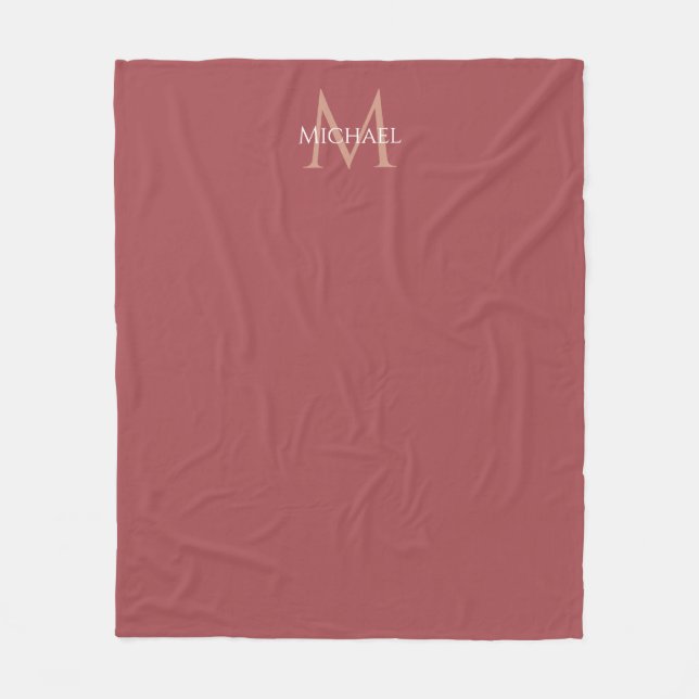 Couverture Polaire Élégant Monogramme moderne Custom Modèle Rose Accu (Devant)