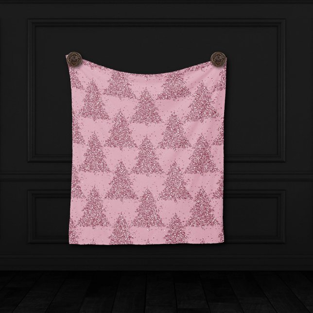 Couverture Polaire Élégant Motif d'arbre | Dusty Mauve Rose Noël (Créateur téléchargé)
