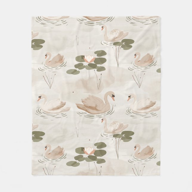 Couverture Polaire Élégant motif de cygne (Devant)