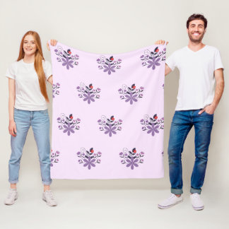Couverture Polaire Élégant motif floral violet violet gris rouge