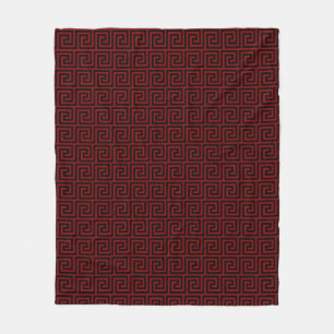 Couverture Polaire Élégant motif grec noir et bordeaux