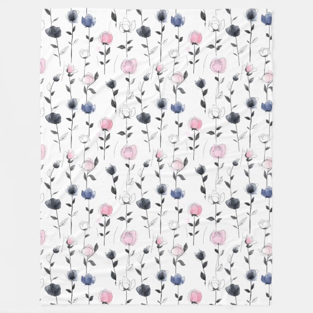 Couverture Polaire Élégant motif rose (Devant)