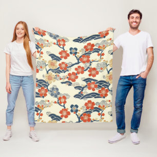 Couverture Polaire Élégant Motif sans couture en fleur de cerisier (1