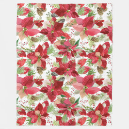 Couverture Polaire Élégant Noël de vacances Poinsettia Pine Cône