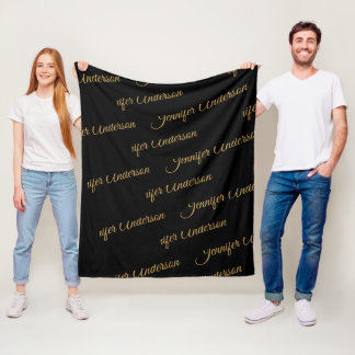 Couverture Polaire Élégant Noir Or Répéter le script de nom