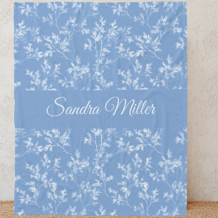 Couverture Polaire Élégant Nom Personnalisé Dusty Blue Frost Botaniqu