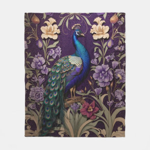 Couverture Polaire Elégant Peacock Sur Purple William Morris Inspiré