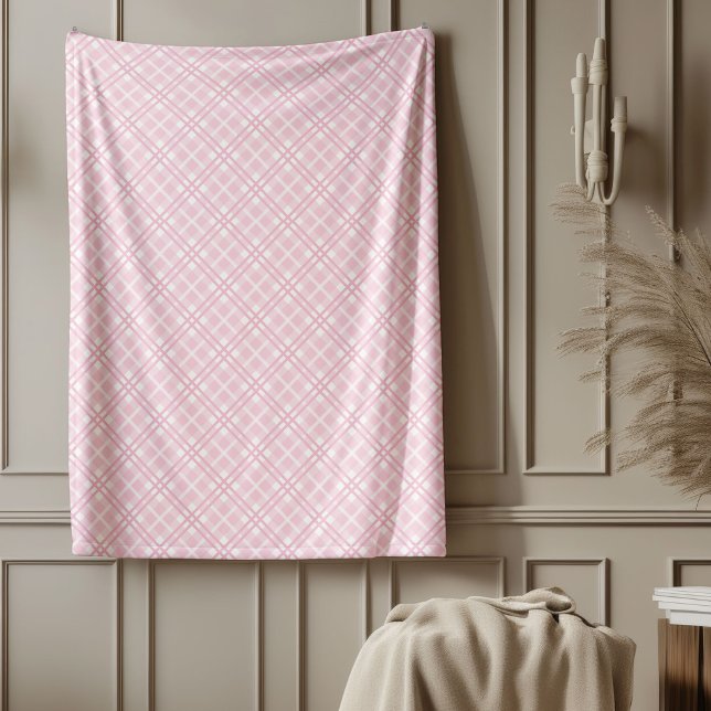 Couverture Polaire Élégant rose À damiers classique style champêtre (Elegant Pink Checkered Classic Country Style Fleece Blanket)