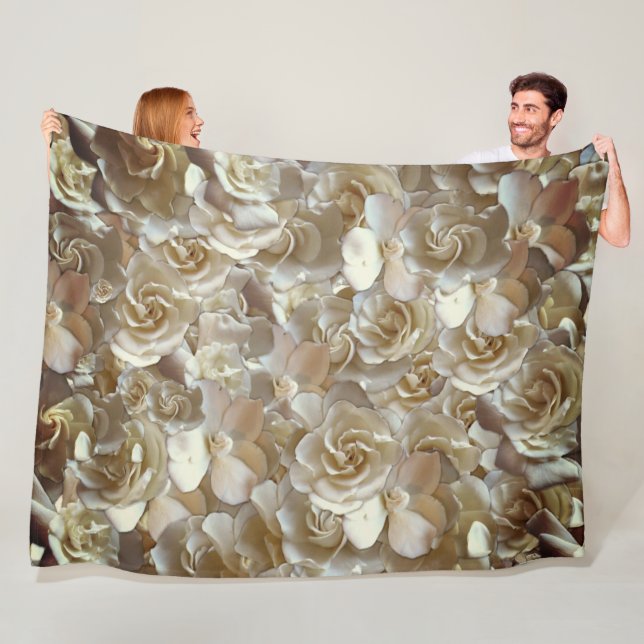Couverture Polaire Élégant Rose floral Motif pétal (En situation)