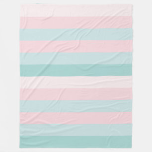 Couverture Polaire Élégant rose Mint Vert rayé Modèle moderne