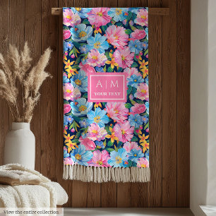 Couverture Polaire Elégant rose pâle preppy aquarelle cadeau d'annive
