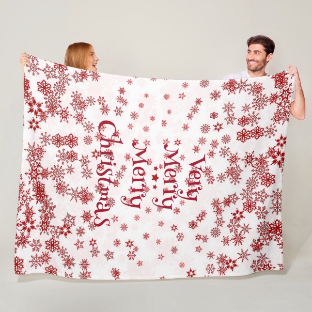 Couverture Polaire Élégant Très Joyeux Noël Flammes de neige rouges (En situation)