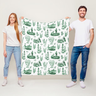 Couverture Polaire Elégant Vintage Herbal Garden Sage Green Toile