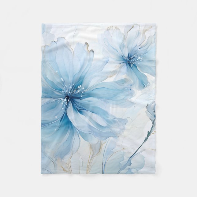 Couverture Polaire Elégante aquarelle à fleurs florales d'Aquarelle (Devant)