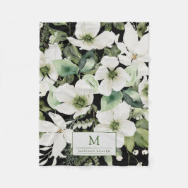 Couverture Polaire Elégante aquarelle florale noir et blanc