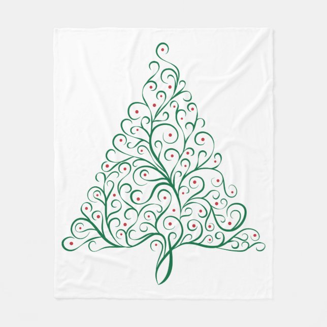 Couverture Polaire Élégante calligraphie rouge et verte Arbre de Noël (Devant)