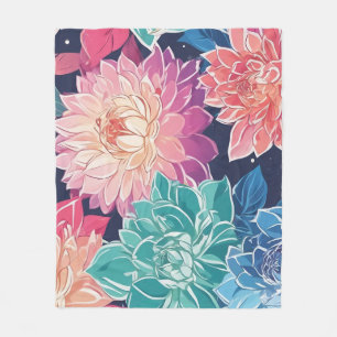 Couverture Polaire Elégante Dahlia Fleurs colorées sur Arrière - plan