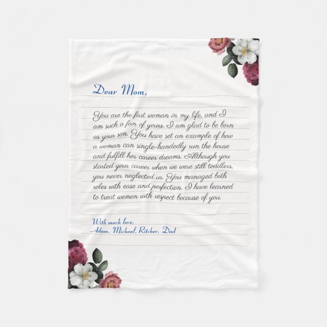 Couverture Polaire Elégante lettre d'amour manuscrite sur ordinateur  (Devant)