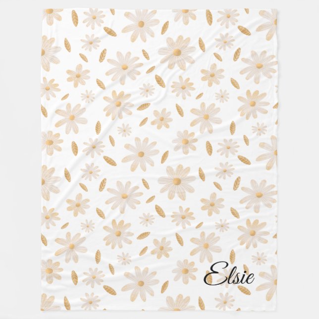 Couverture Polaire Elégante teintes de marguerite Blanche de polaire  (Devant)