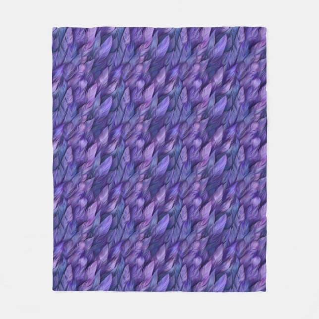 Couverture Polaire Élégantes plumes violettes (Devant)