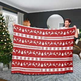 Couverture Polaire Élégants rennes Snowflakes Lignes grandes