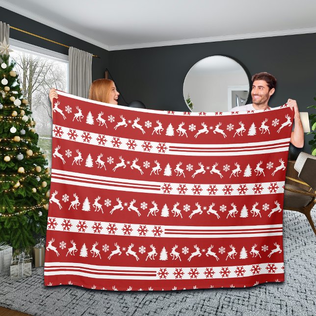 Couverture Polaire Élégants rennes Snowflakes Lignes grandes (Créateur téléchargé)