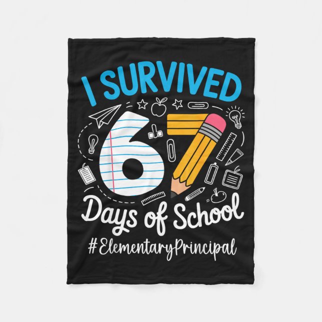 Couverture Polaire Elementary Principal Survived 67 Days Of School Hu (Devant)