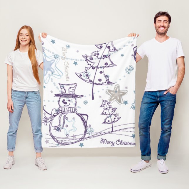 Couverture Polaire Eléments de Noël Sketch Snowman (En situation)