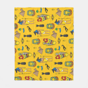 Couverture Polaire éléments égyptiens, Anubis, motif pyramides.