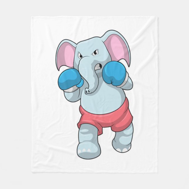 Couverture Polaire Eléphant à la boxe avec gants de boxe (Devant)