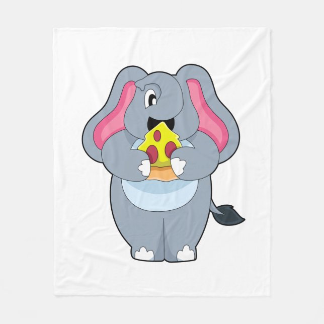 Couverture Polaire Eléphant à la pizza (Devant)