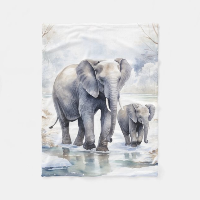 Couverture Polaire Elephant and Baby (Devant)
